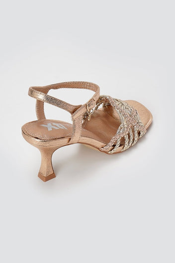 Xti Footwear - Braided Strap Sandals Slim Heel - Nude