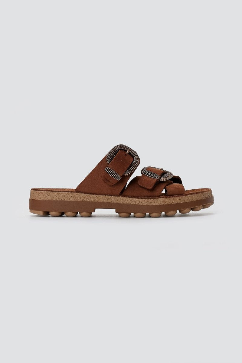 FANTASY SANDALS - Buckle Comfort Sandals - Brown Suede