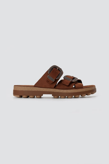FANTASY SANDALS - Buckle Comfort Sandals - Brown Suede