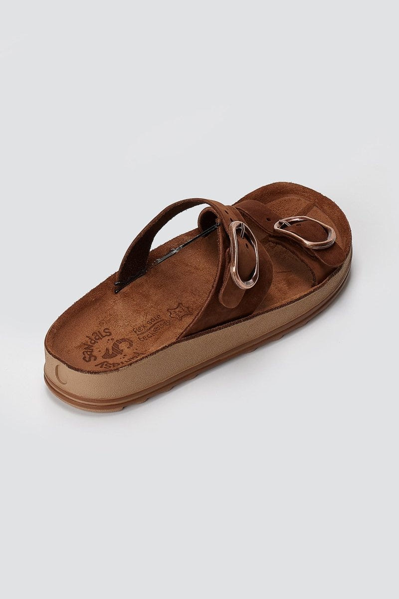 FANTASY SANDALS - Buckle Comfort Sandals - Brown Suede