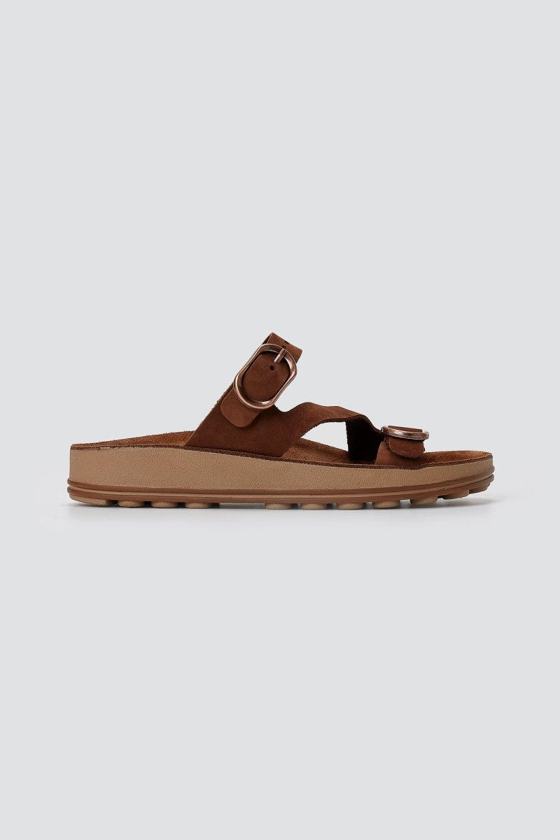 FANTASY SANDALS - Buckle Comfort Sandals - Brown Suede