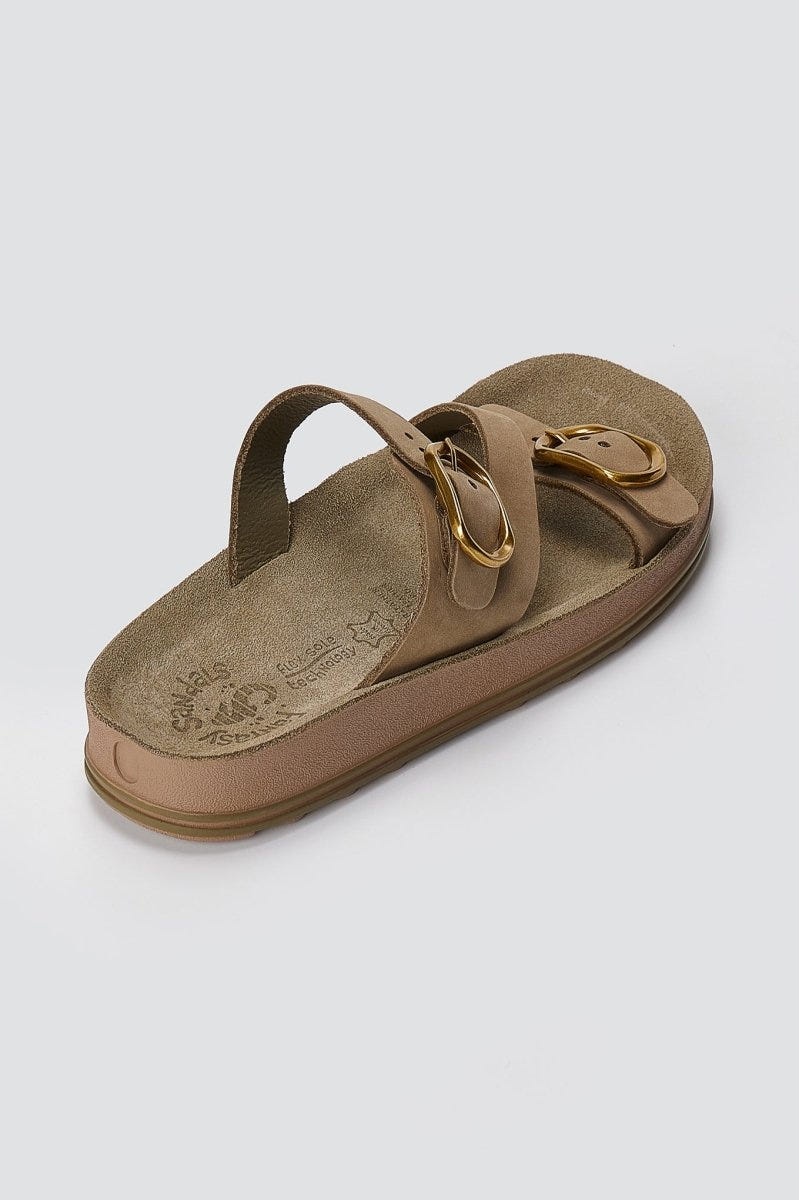FANTASY SANDALS - Buckle Comfort Sandals - Olive Suede