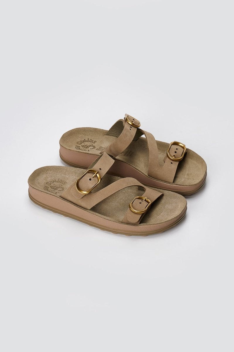 FANTASY SANDALS - Buckle Comfort Sandals - Olive Suede