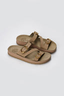 FANTASY SANDALS - Buckle Comfort Sandals - Olive Suede