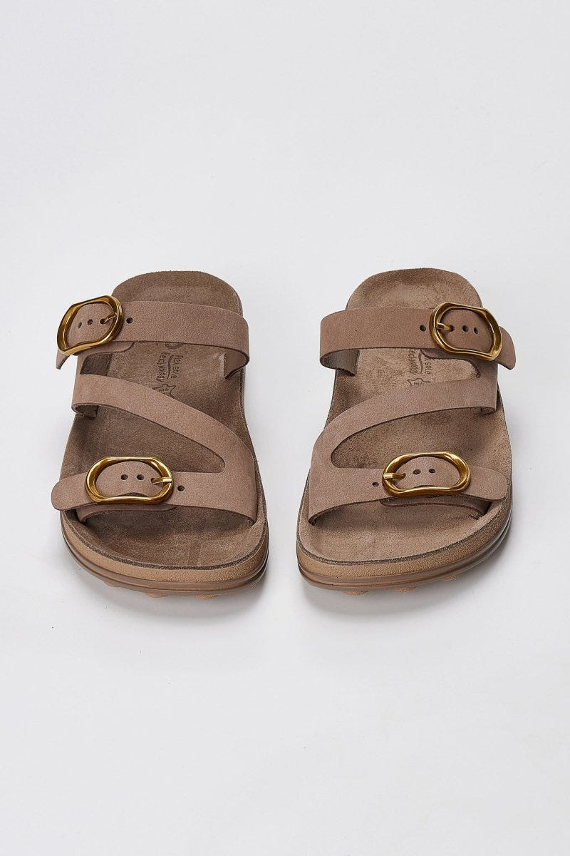 FANTASY SANDALS - Buckle Comfort Sandals - Taupe Suede