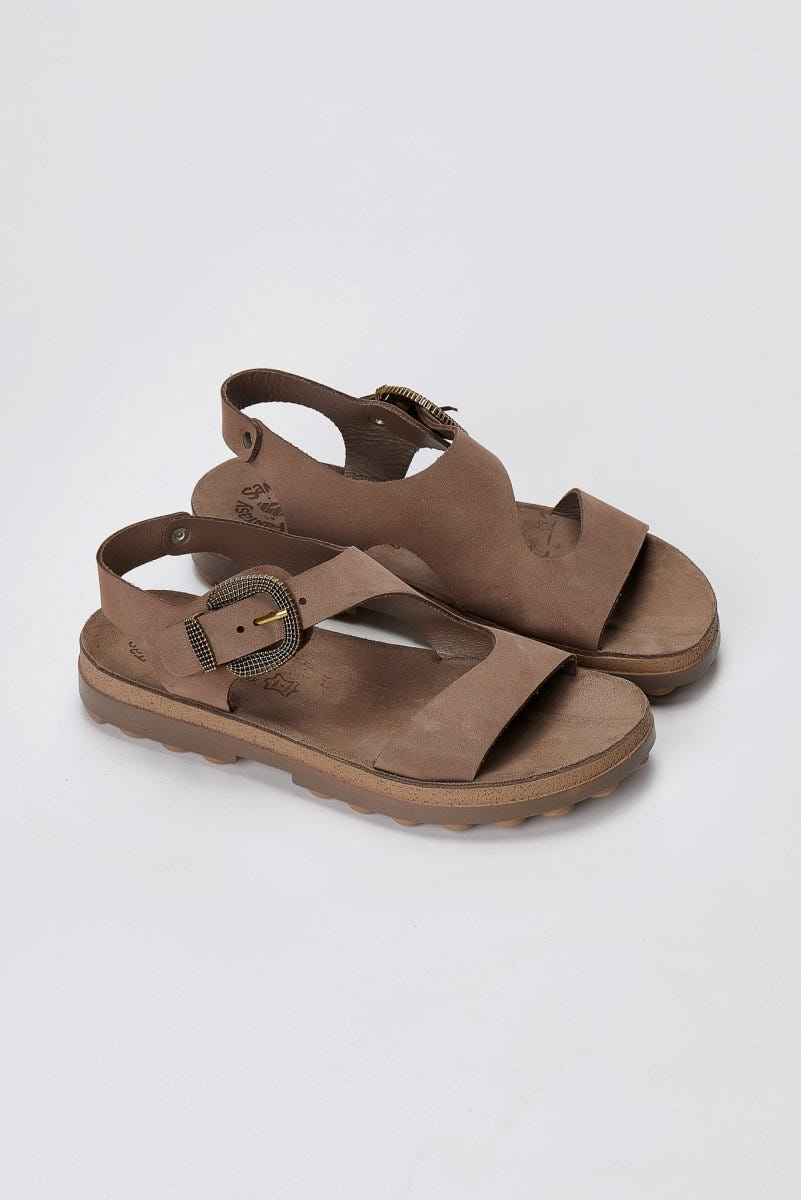 FANTASY SANDALS - Buckle Comfort Sandals - Taupe Suede