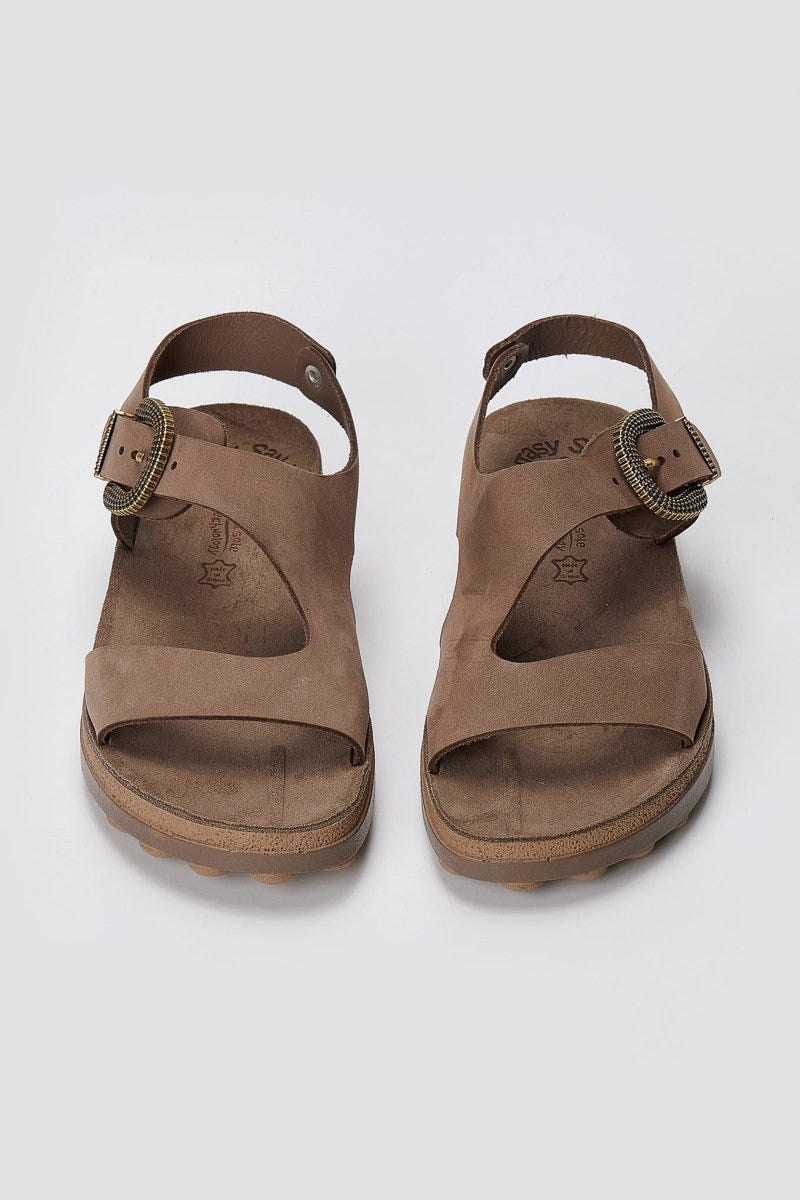 FANTASY SANDALS - Buckle Comfort Sandals - Taupe Suede