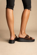 Estil - Buckle Flatform Sandals Comfort - Brown Suede