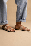 ONLY - Buckle Sandals Anatomical Footbed - Beige Suede