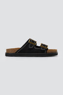 ATENEO - Buckle Sandals Anatomical Footbed - Black Suede