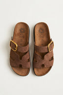 ATENEO - Buckle Sandals Anatomical Footbed - Brown Suede