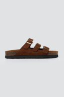 ATENEO - Buckle Sandals Anatomical Footbed - Dark Brown Suede