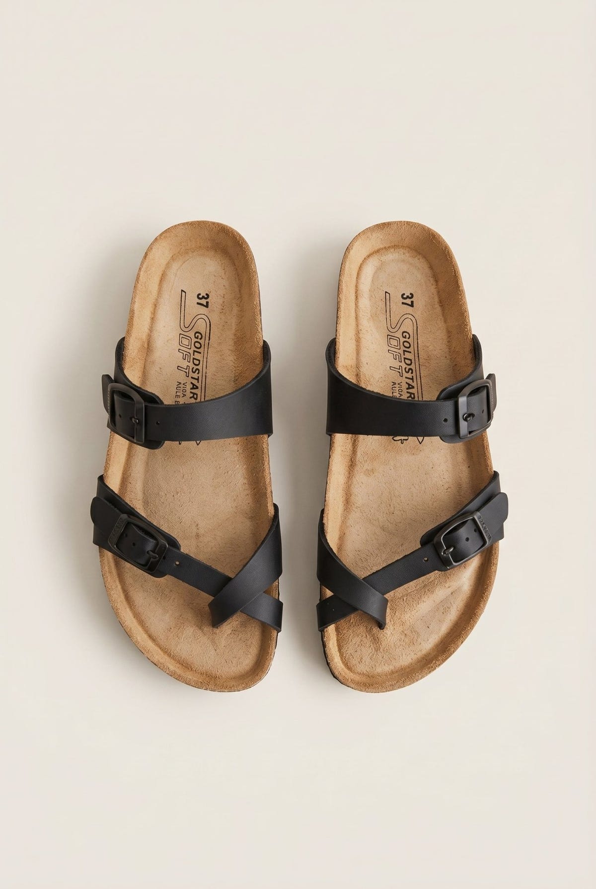 Gold Star - Buckle Sandals - Black Matte