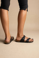 Gold Star - Buckle Sandals - Black Matte