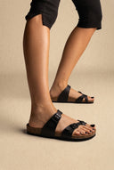Gold Star - Buckle Sandals - Black Matte