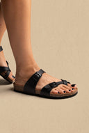 Gold Star - Buckle Sandals - Black Matte