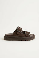 TFP - Buckle Sandals - Brown Suede