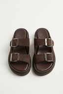 TFP - Buckle Sandals - Brown Suede