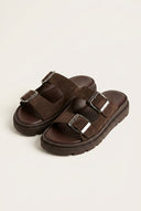 TFP - Buckle Sandals - Brown Suede