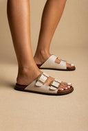 ATENEO - Buckle Sandals Lightweight Sole - Beige Matte