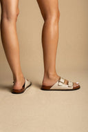 ATENEO - Buckle Sandals Lightweight Sole - Beige Matte