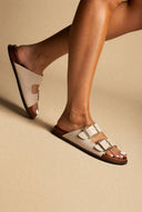 ATENEO - Buckle Sandals Lightweight Sole - Beige Matte