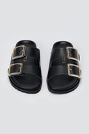 ATENEO - Buckle Sandals Lightweight Sole - Black Matte