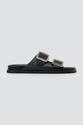 ATENEO - Buckle Sandals Lightweight Sole - Black Matte