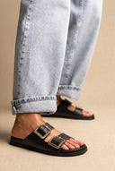 ATENEO - Buckle Sandals Lightweight Sole - Black Matte