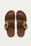 ATENEO - Buckle Sandals Oversized Detail - Brown Suede