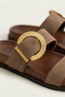 ATENEO - Buckle Sandals Oversized Detail - Taupe Suede
