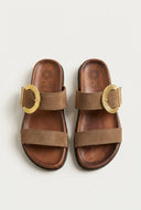 ATENEO - Buckle Sandals Oversized Detail - Taupe Suede