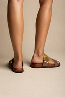 ATENEO - Buckle Sandals Oversized Detail - Taupe Suede