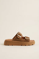TFP - Buckle Sandals - Taupe Suede