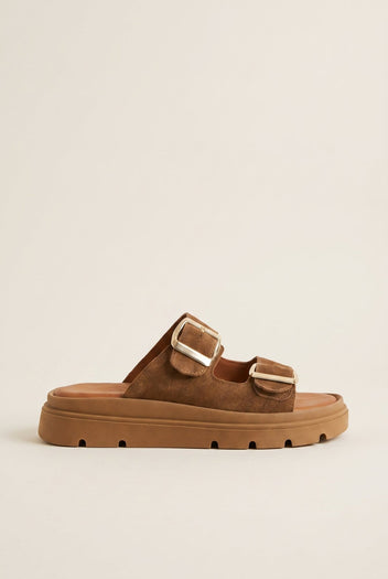 TFP - Buckle Sandals - Taupe Suede