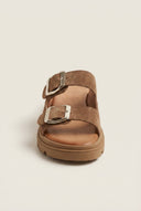 TFP - Buckle Sandals - Taupe Suede