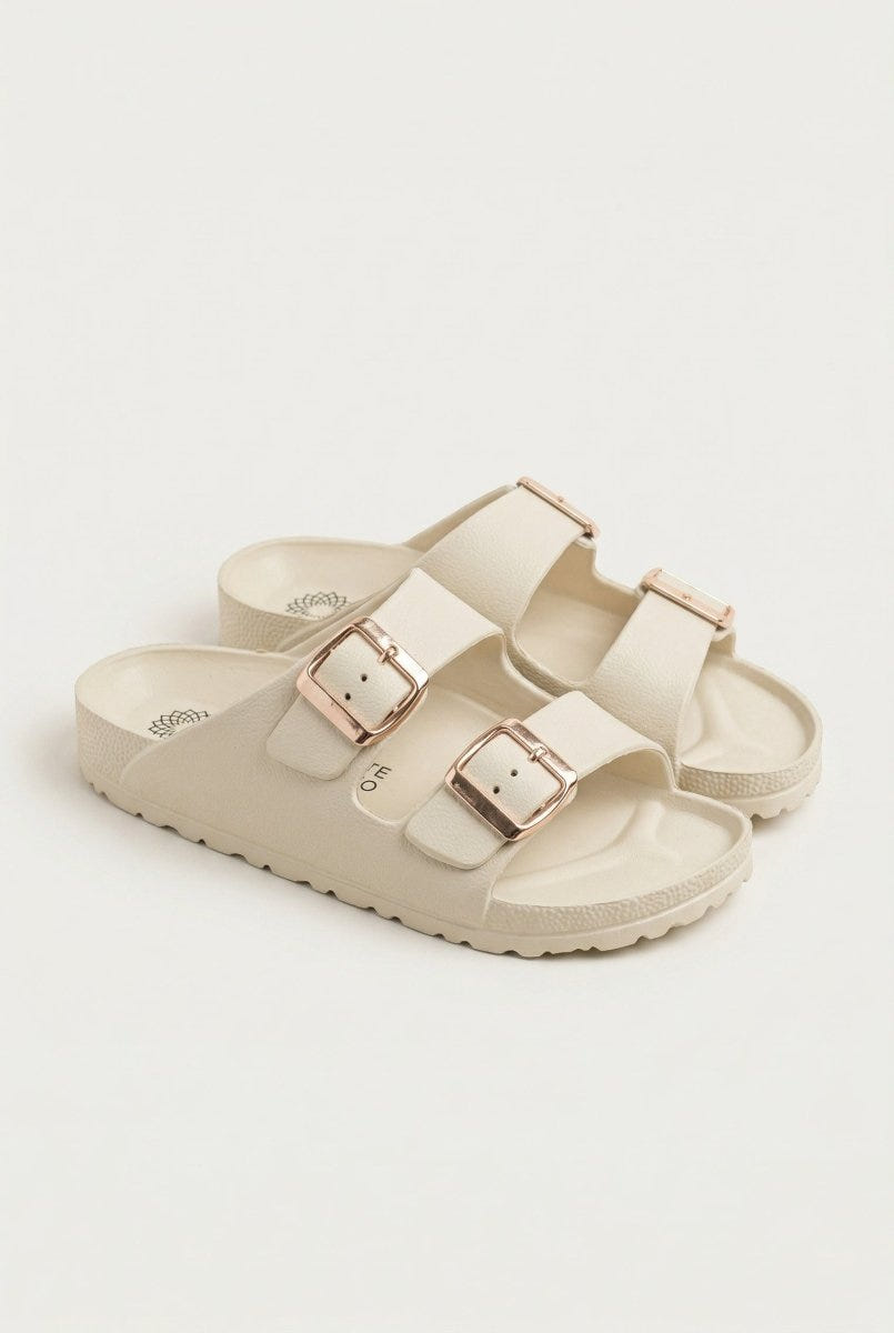 ATENEO - Buckle Slides Anatomical Footbed - Beige