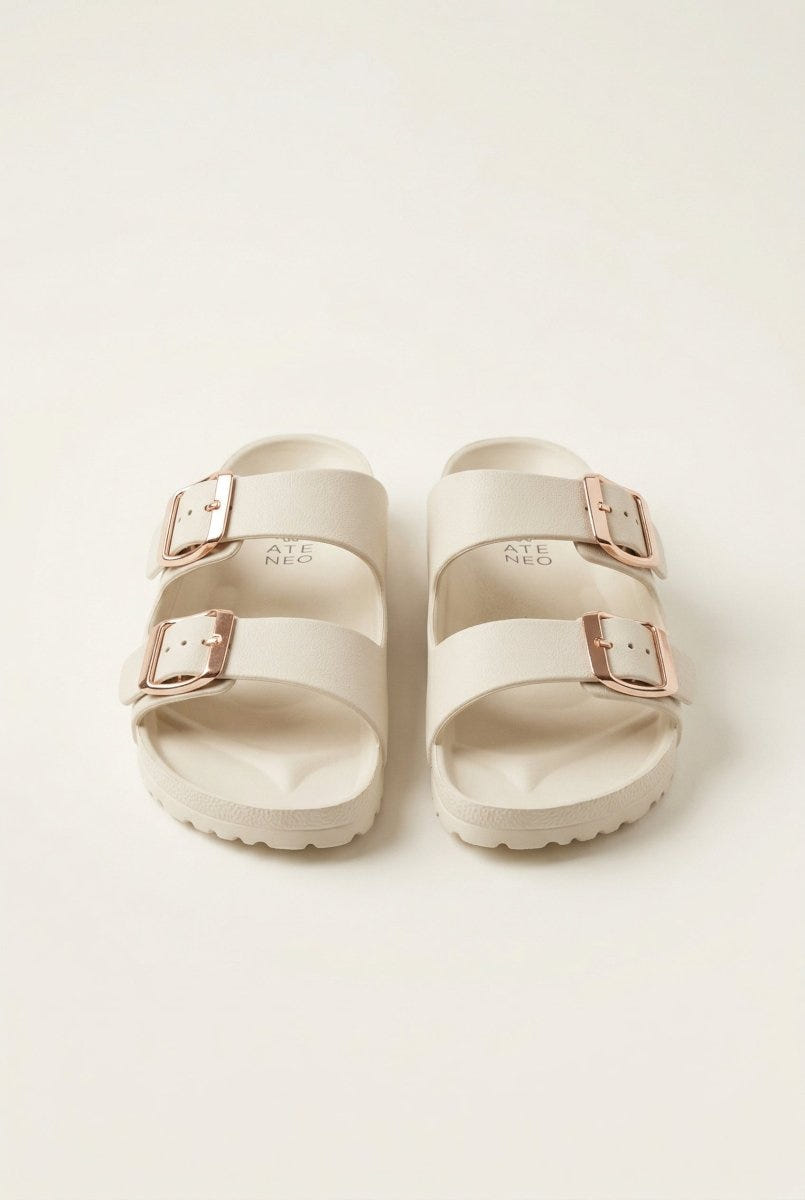 ATENEO - Buckle Slides Anatomical Footbed - Beige
