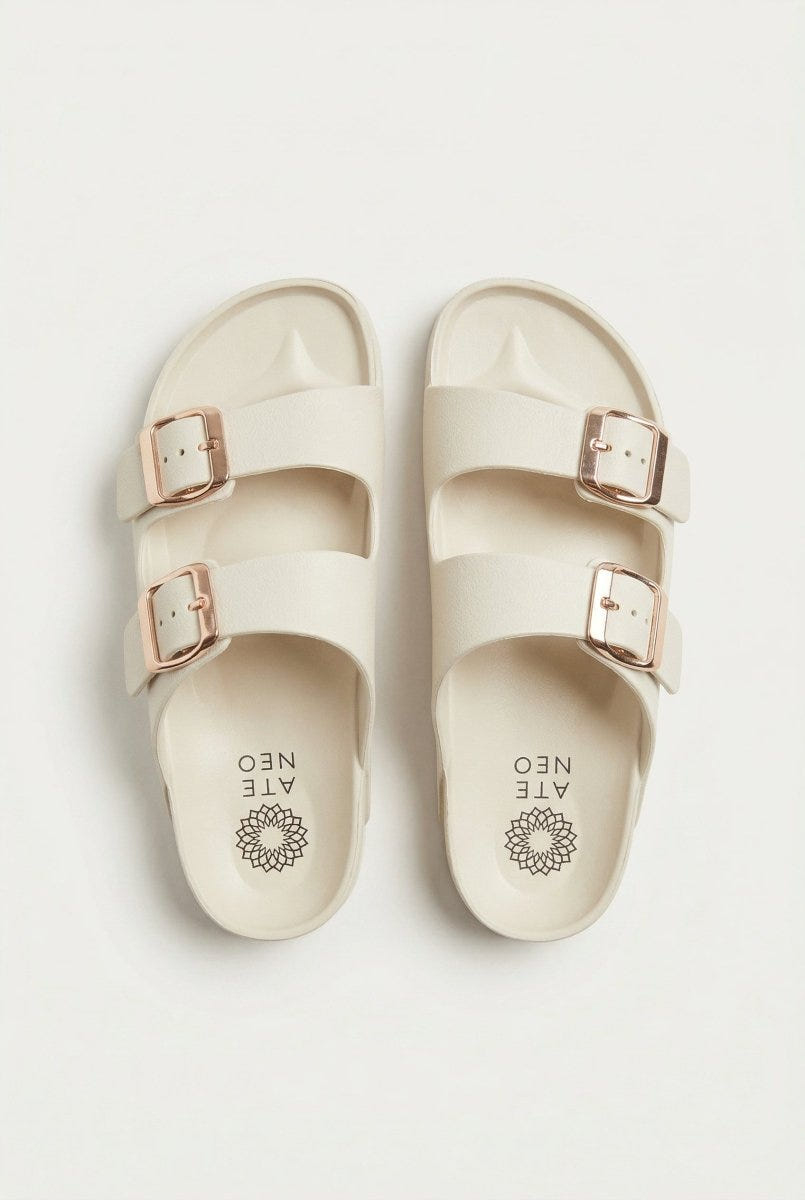 ATENEO - Buckle Slides Anatomical Footbed - Beige