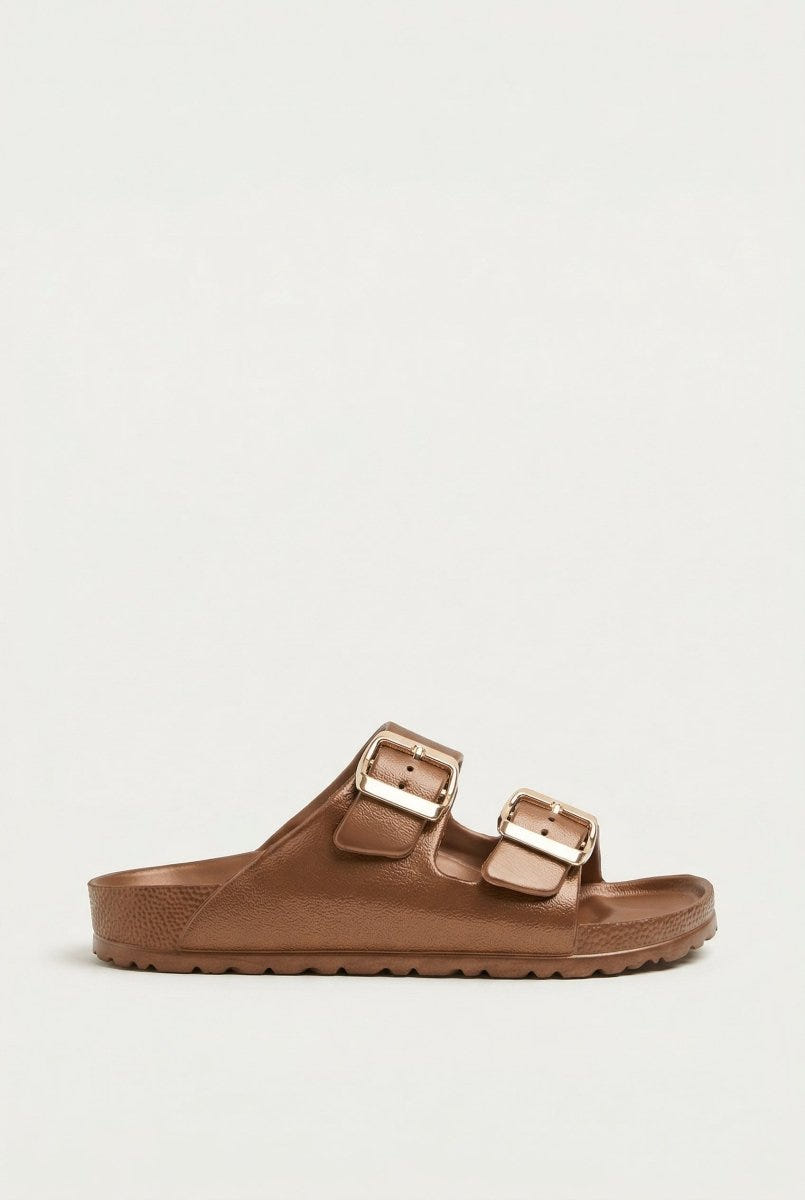 ATENEO - Buckle Slides Anatomical Footbed - Bronze