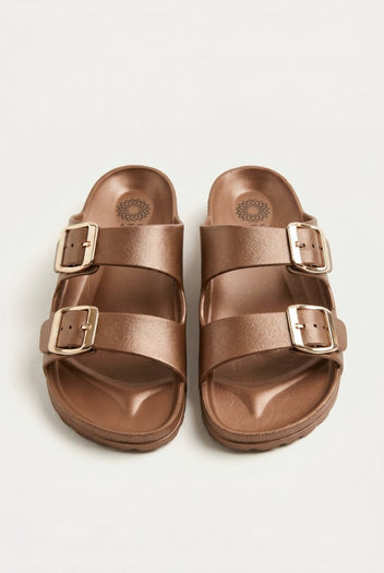 ATENEO - Buckle Slides Anatomical Footbed - Bronze