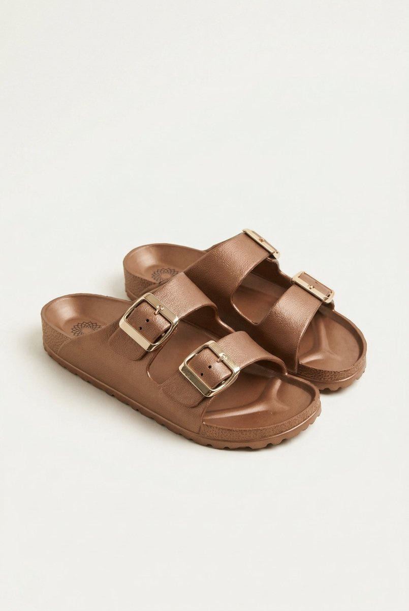 ATENEO - Buckle Slides Anatomical Footbed - Bronze
