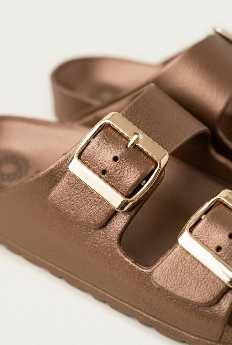 ATENEO - Buckle Slides Anatomical Footbed - Bronze