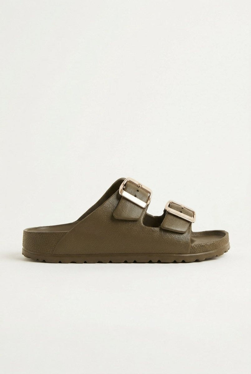 ATENEO - Buckle Slides Anatomical Footbed - Olive