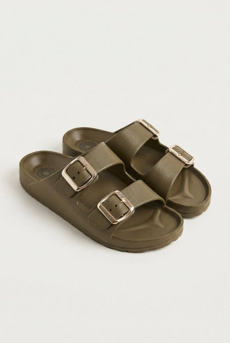 ATENEO - Buckle Slides Anatomical Footbed - Olive