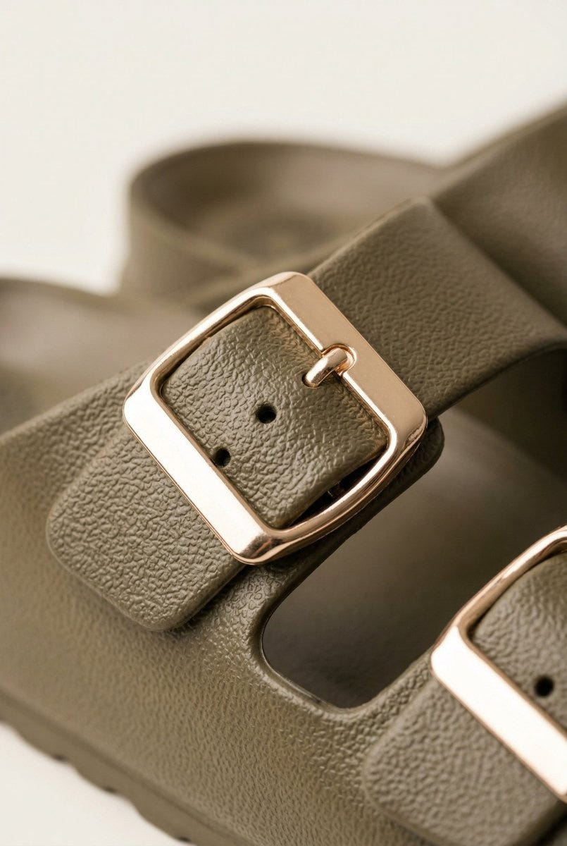 ATENEO - Buckle Slides Anatomical Footbed - Olive
