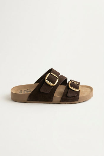 FANTASY SANDALS - Buckle Strap Sandals - Brown Suede