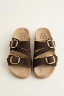 FANTASY SANDALS - Buckle Strap Sandals - Brown Suede