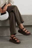TFP - Buckle Strap Sandals - Dark Brown Suede