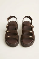 TFP - Buckle Strap Sandals - Dark Brown Suede